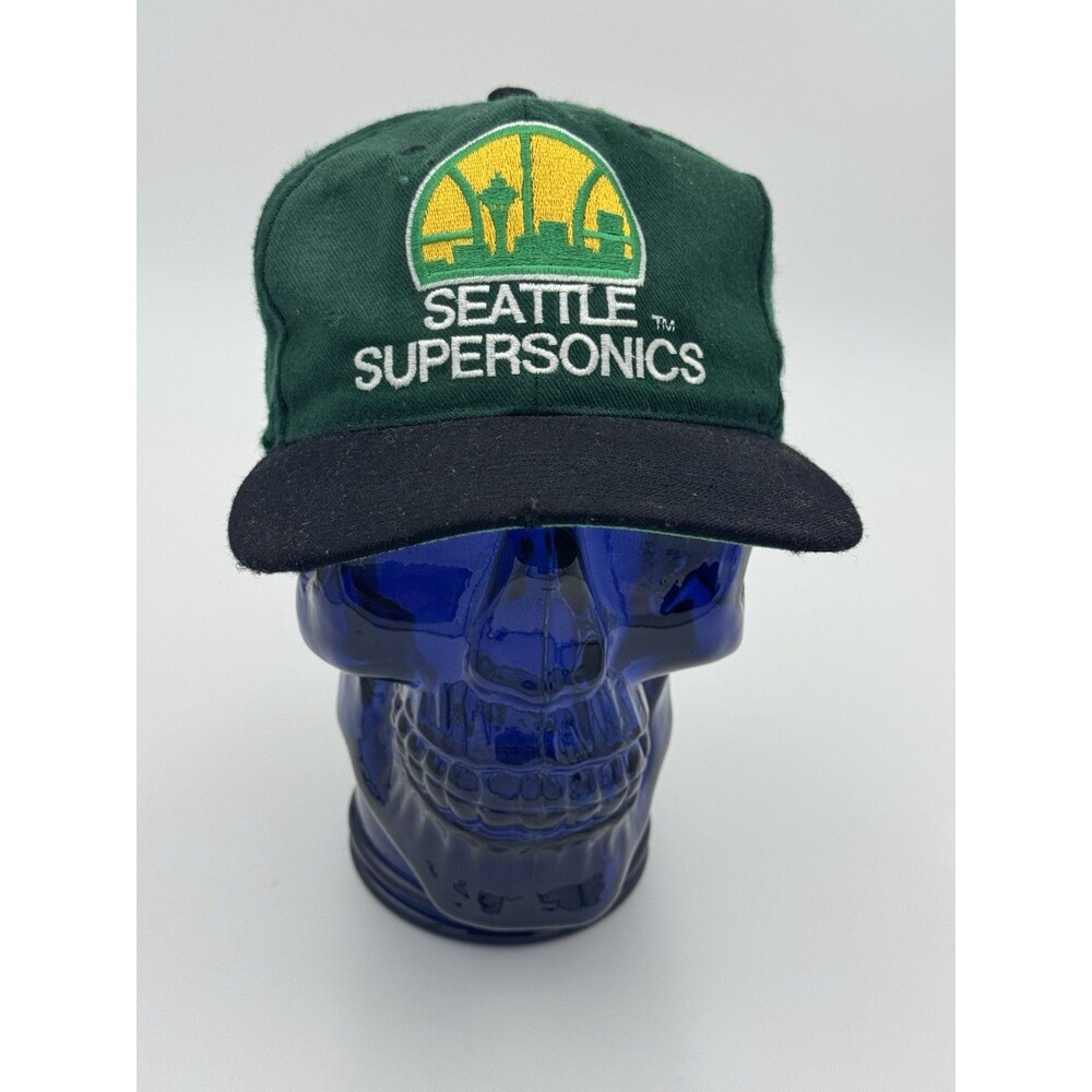 Vintage Grossman Classic Seattle Supersonics Block Head Snapback Hat 100% Wool